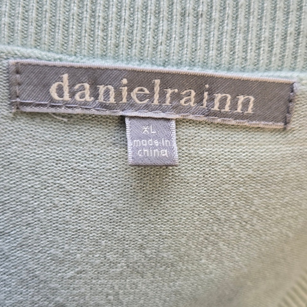 Daniel Rainn Light BlueGreen Floral Print Knit Sweater Top XL Short Sleeve - Picture 7 of 8